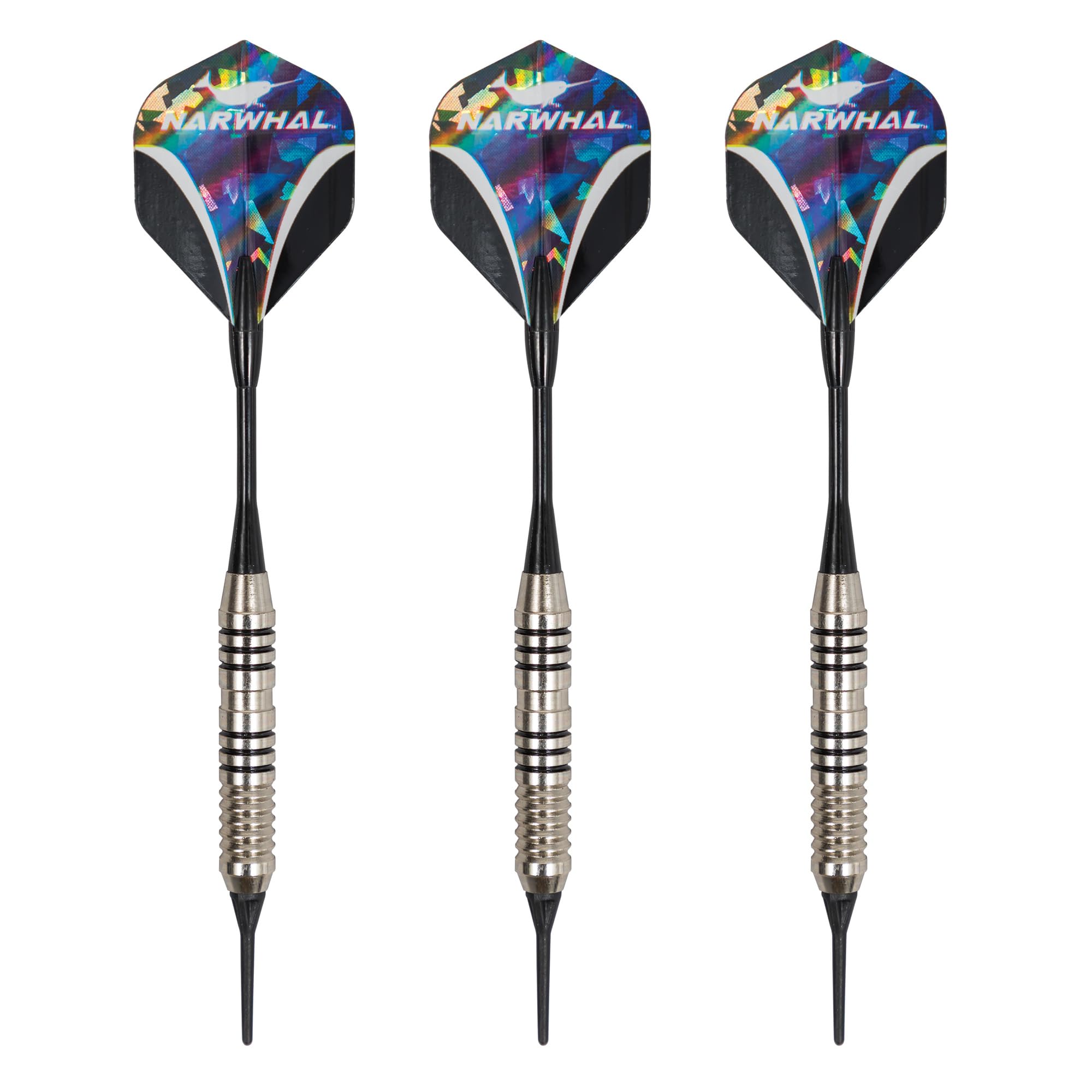 Narwhal Tournament Soft Tip Darts (5.5 in. - 18g) with Nickel Barrell for Electronic Dart Boards, Includes Deluxe Storage Case, 3 Pack