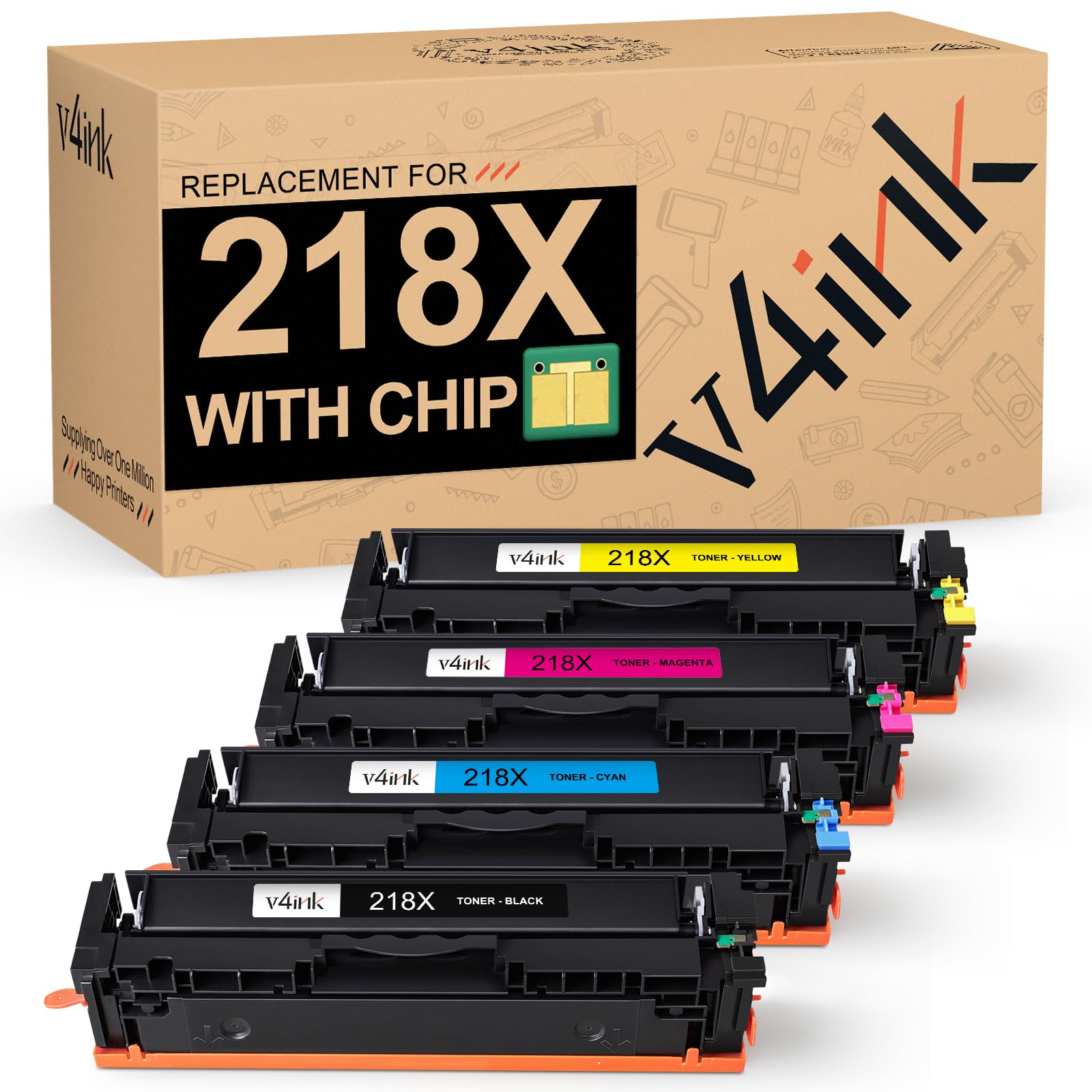 v4ink 218X Toner Cartridge 4-Pack Replacement for HP 218A 218X W2180X Toner