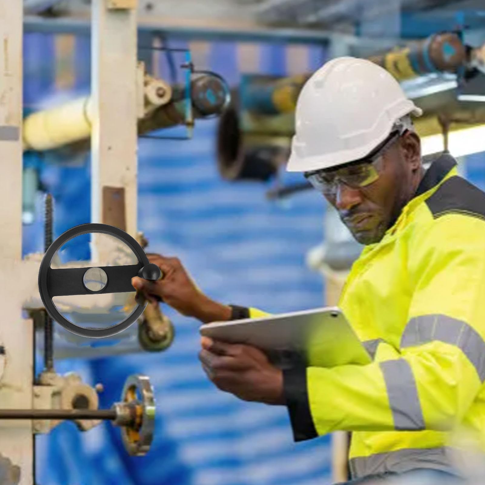 Natudeco 16mm Center Hole 160mm Hand Wheel Outer Diameter with Revolving Handle 2 Spoked Lathe Milling Machine Grinder Handwheel for Industrial Workshop Grinder