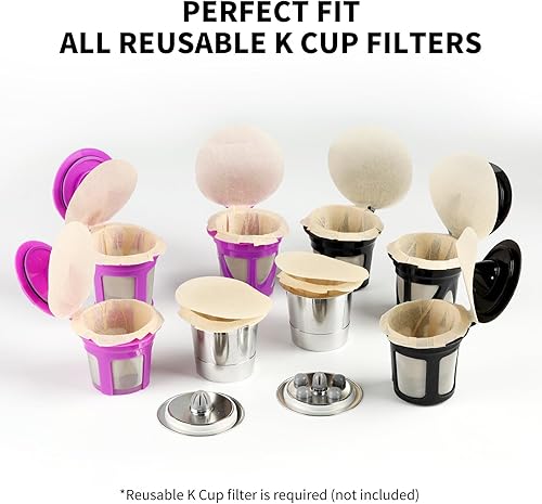 Miniatura 3 de 200 filtros K Cup desechables con tapa y paquete de 2 vasos K reutilizables con 5 agujeros (producto empaquetado)