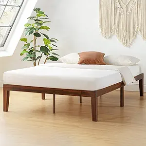 Mellow Naturalista Classic 16 Inch Solid Wood Platform Bed with Wooden Slats, Espresso, Full