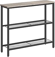 HOOBRO 29.5" Narrow 3-Tier Console Table, Greige & Black Entryway Sofa Side Table for Small Spaces, BG73XG01