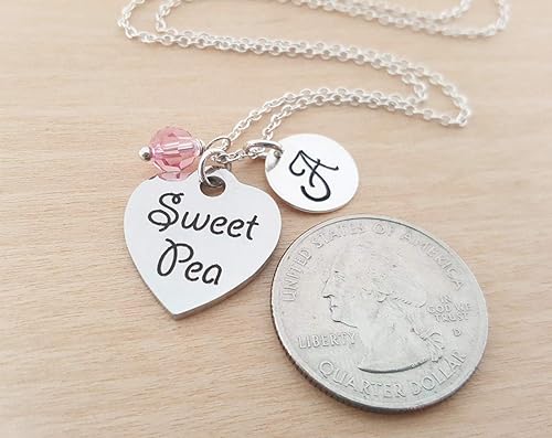 Miniatura 2 de Sweet Pea Charm Necklace - Personalized Sterling Silver Jewelry