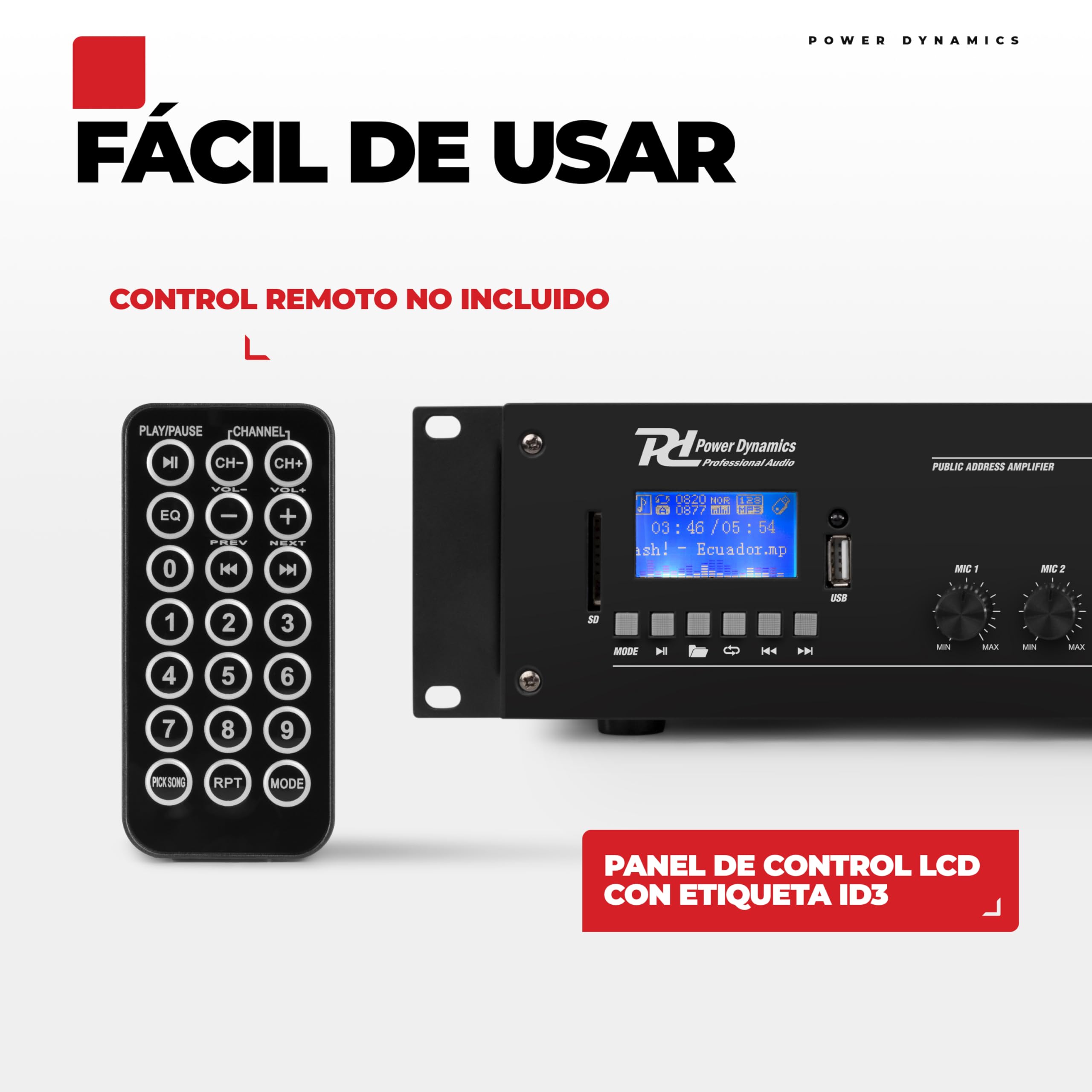 Power Dynamics BSX30B + PRM120 + RX22 – Sistema Sonido 100V con 16 Altavoces 2.5" 30W, Amplificador 120W, Bluetooth, MP3 y Cable 100m para megafonía e Hilo Musical Profesional, Color Negro