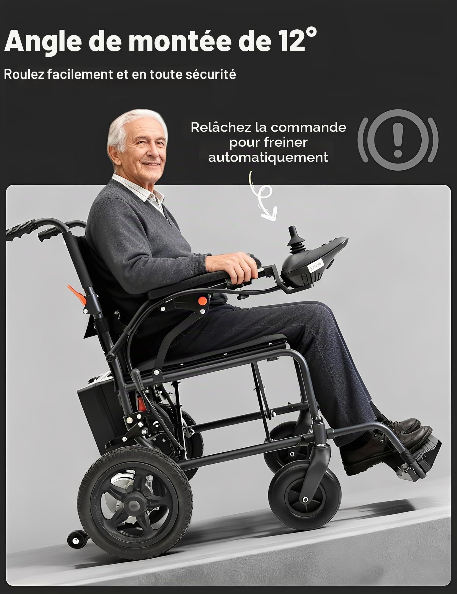 Fauteuil Roulant Electrique Pliable Ultra Leger 14.5KG Chaise Roulante Electrique pour 120kg Fauteuil Electrique Handicape (10AH)