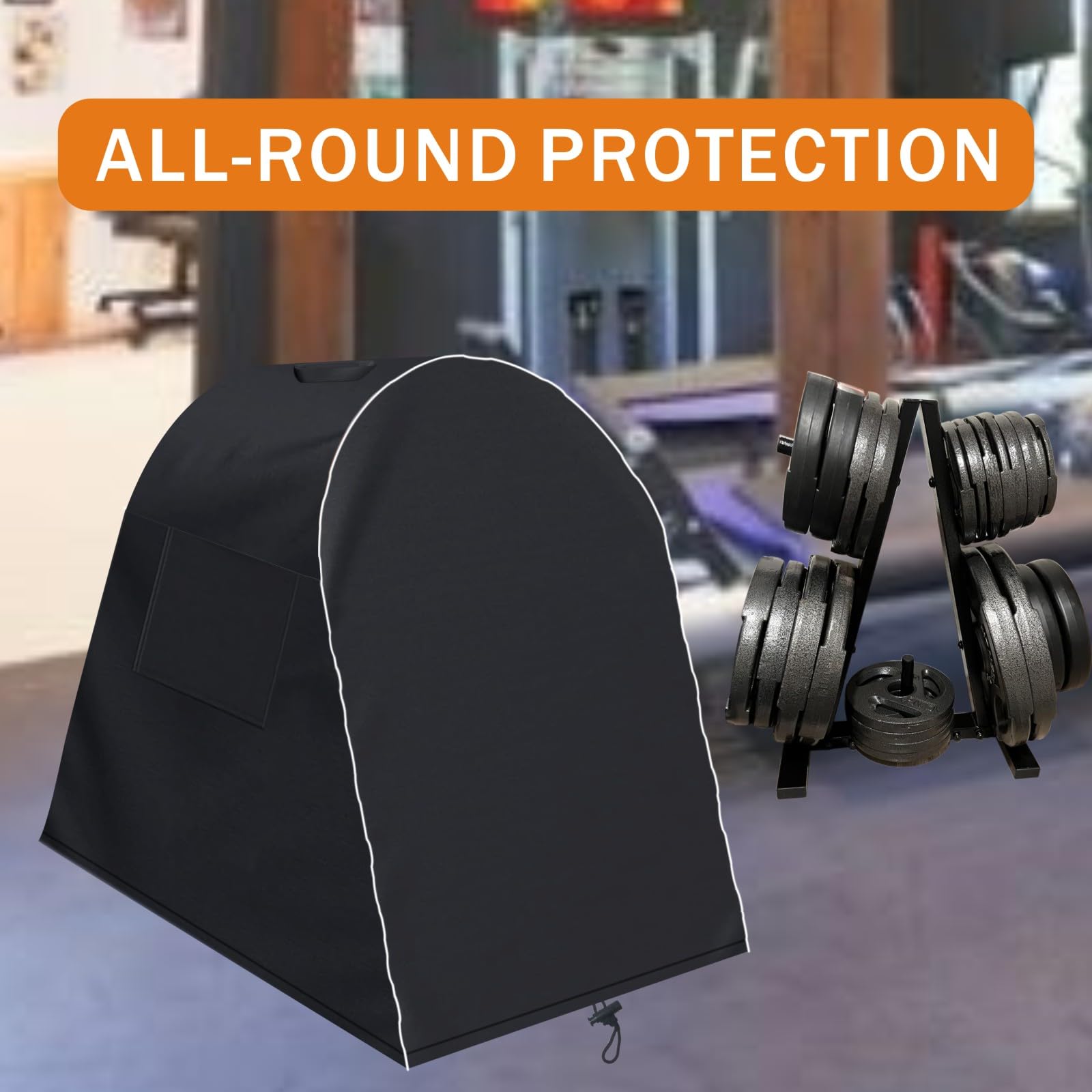Cubierta de soporte para discos de pesas, placa de entrenamiento de fuerza, cubierta de árbol para gimnasio en casa, estante triangular para discos de pesas, a prueba de polvo, impermeable, resistente