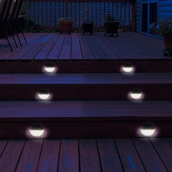 Solar Mounted LED Walkway/Deck/Stair Lights, Weatherproof with White LEDs 4-Pack