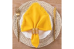 Handmade Yellow Linen Napkins with Fringe