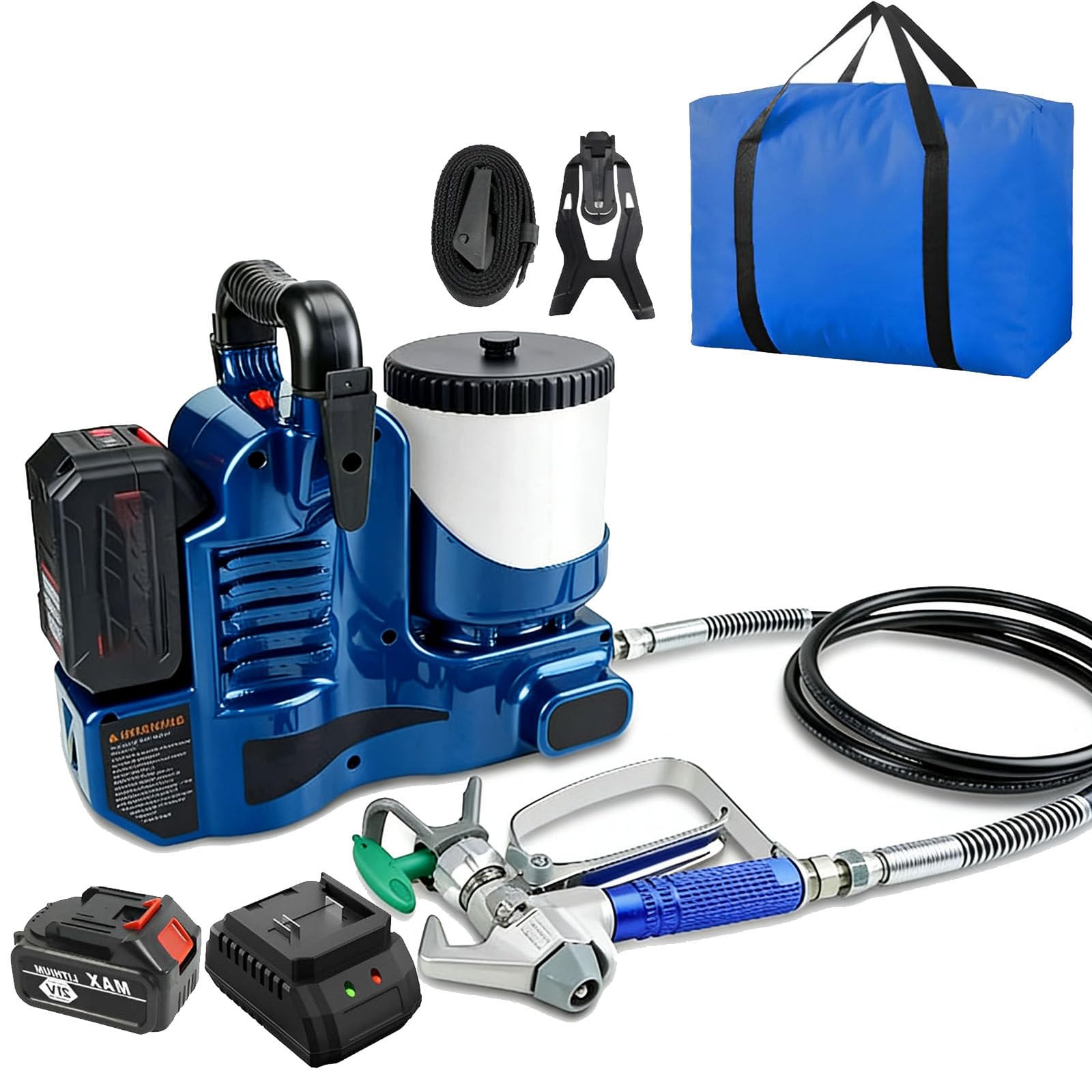 Pulverizador de Pintura PortáTil Sin Aire de 1,2 litros, 500 W, BateríA de Litio de 21 V, 6 Velocidades Ajustables, para Un Acabado Uniforme, Cercas de JardíN y PequeñAs Reformas