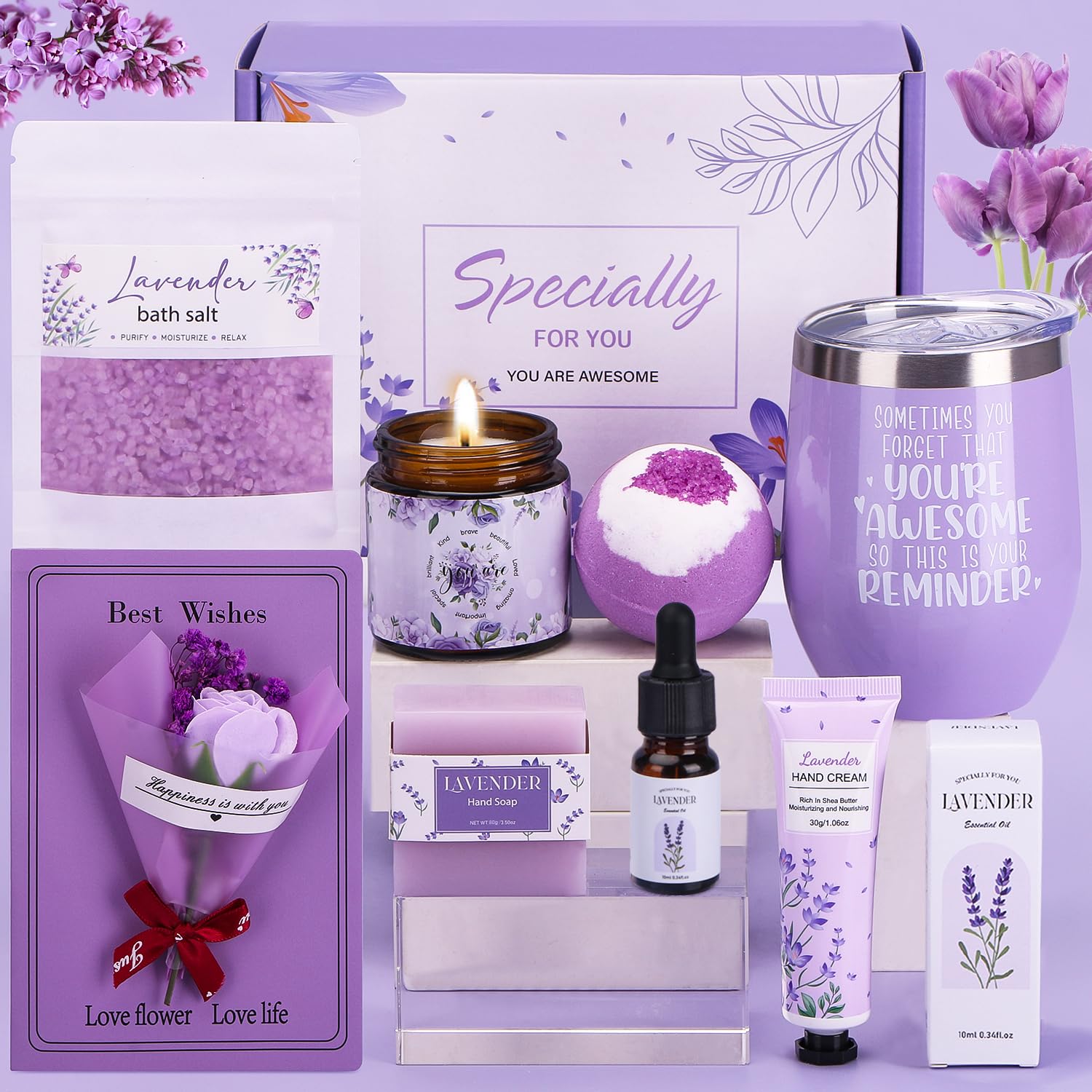 Sponsored Ad – Birthday Gifts For Women, Lavender Pamper Gifts For Her, Ideas Gifts For Mum, Best Friend, Sister, Relaxation Spa Hampers Ladies Gifts Self Care Package For Her, Presents for Christmas, Anniversary