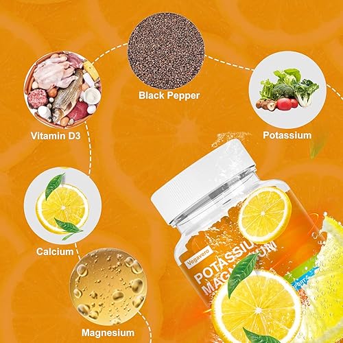 Miniatura 3 de Gomitas de potasio y magnesio, glicinato de magnesio de alta absorción y citrato de potasio más coenzima Q10, DHA, D3, mineral y calcio para zzz,