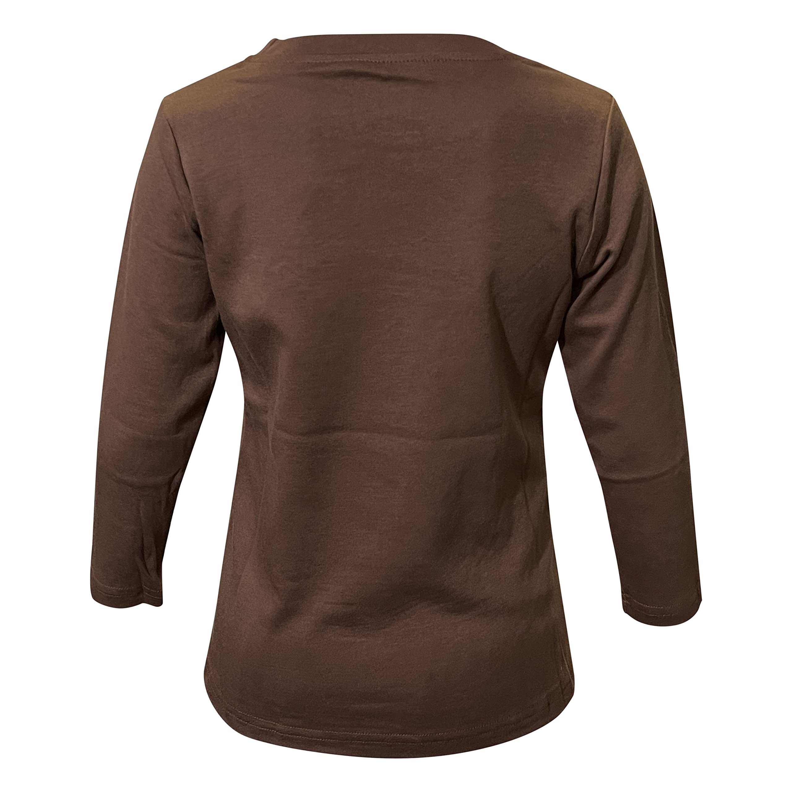 Infant Toddler Soft Cotton Crew Neck Long Sleeve Solid Color Shirt-Brown (Chocolate) 18M