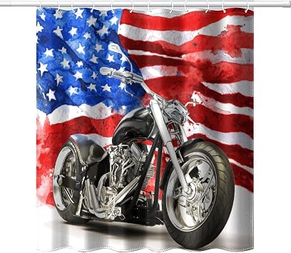 Fantasy Motorcycle Shower Curtain,S Bathroom Curtain 72L x66W Washable Cloth Fabric Bathroom Decor Set with Hooks