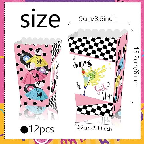 Miniatura 2 de JeVenis Cajas de palomitas de maíz para fiesta de calcetines de los años 50, decoraciones de fiesta temática de los años 50, decoraciones de los