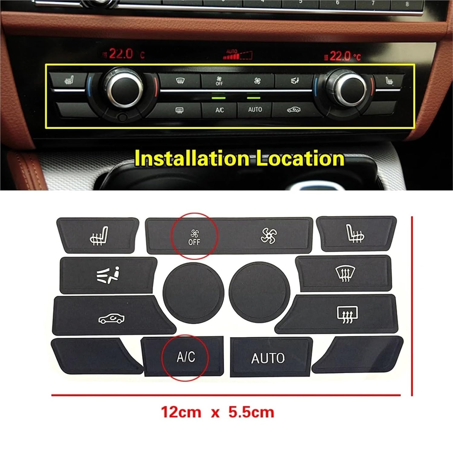 Replacement for BMW 5 Series for F10 F11 F18 2010-2014 2015 2016 for 5GT F07 Car Air Climate AC Switch Button Repair Decal Sticker Trim Car Interior Patrs(14PCS No Off)(13PCS with Off)