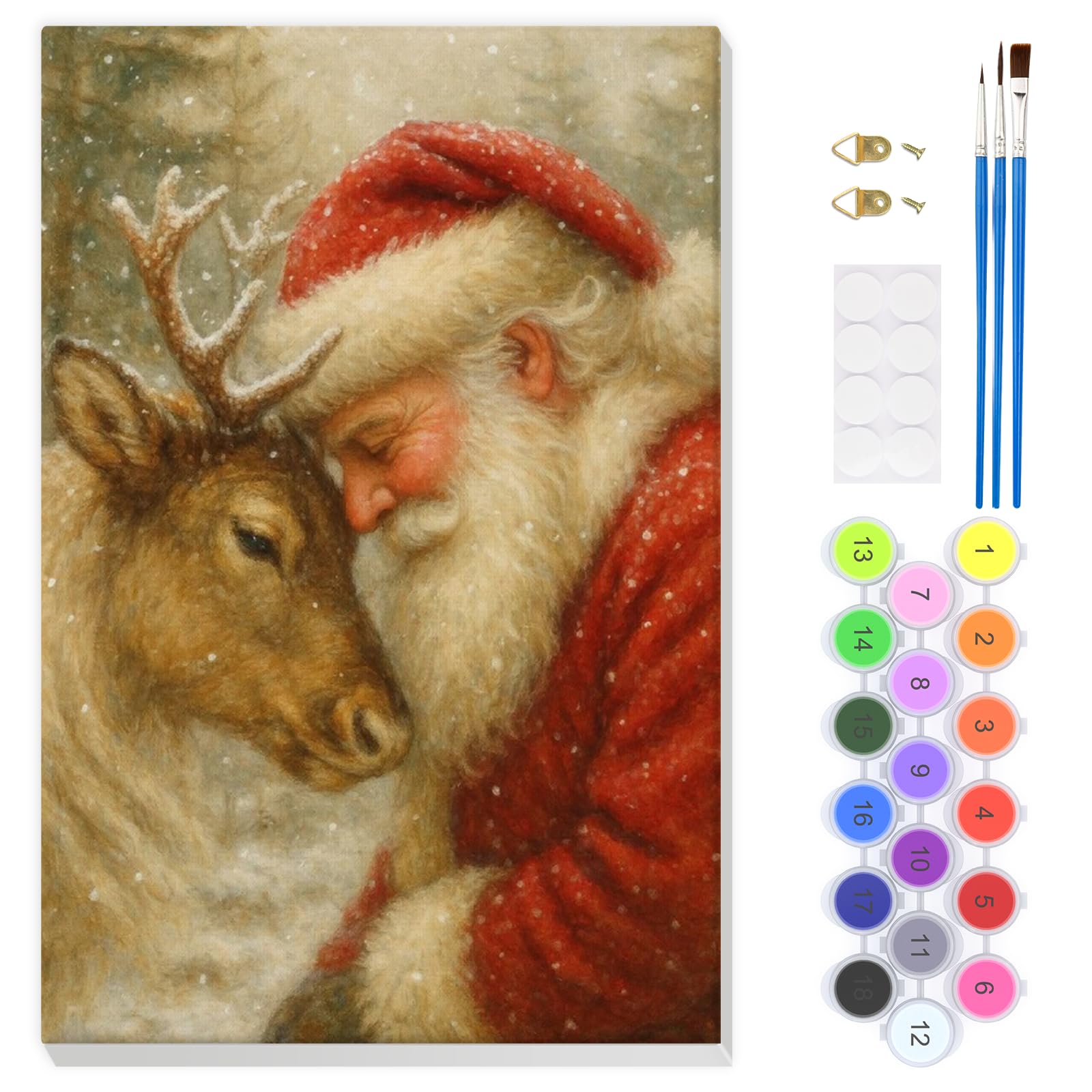 EOBROMD Santa Claus Paint by Numbers for Adults Beginner with Frame, Deer Paint by Numbers Kits, Painting by Numbers on Canvas, DIY Acrylic Painting Kit Art and Crafts for Home Wall Decor, 8x12inch — image 1