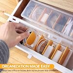 PAVSTINE 2 Pack Clear Cable Organizer Box with Lid, Plastic Charger Cable Cord Storage Organizer, Office Desk Organizers, Multifunctional Accessories Storage for Home Drawer Office, Stackable