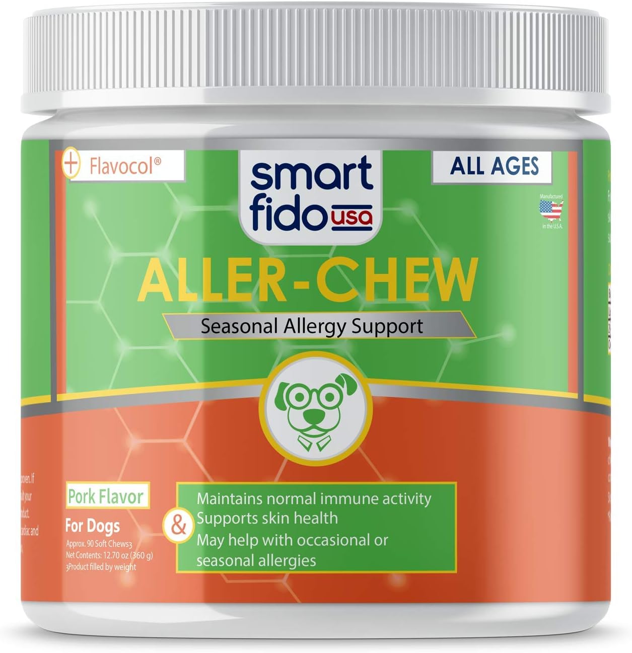 Smart Fido Smart Fido Aller-Chew 90 Ct Soft Chews for Dogs “ with Apple Cider Vinegar to Support Seasonal Allergies, Skin Irritation & Discomfort