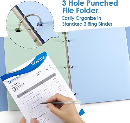 Vista 19 de KTRIO Carpetas con 3 agujeros perforados, paquete de 6 carpetas de plástico para carpeta de 3 anillas, carpeta de polietileno