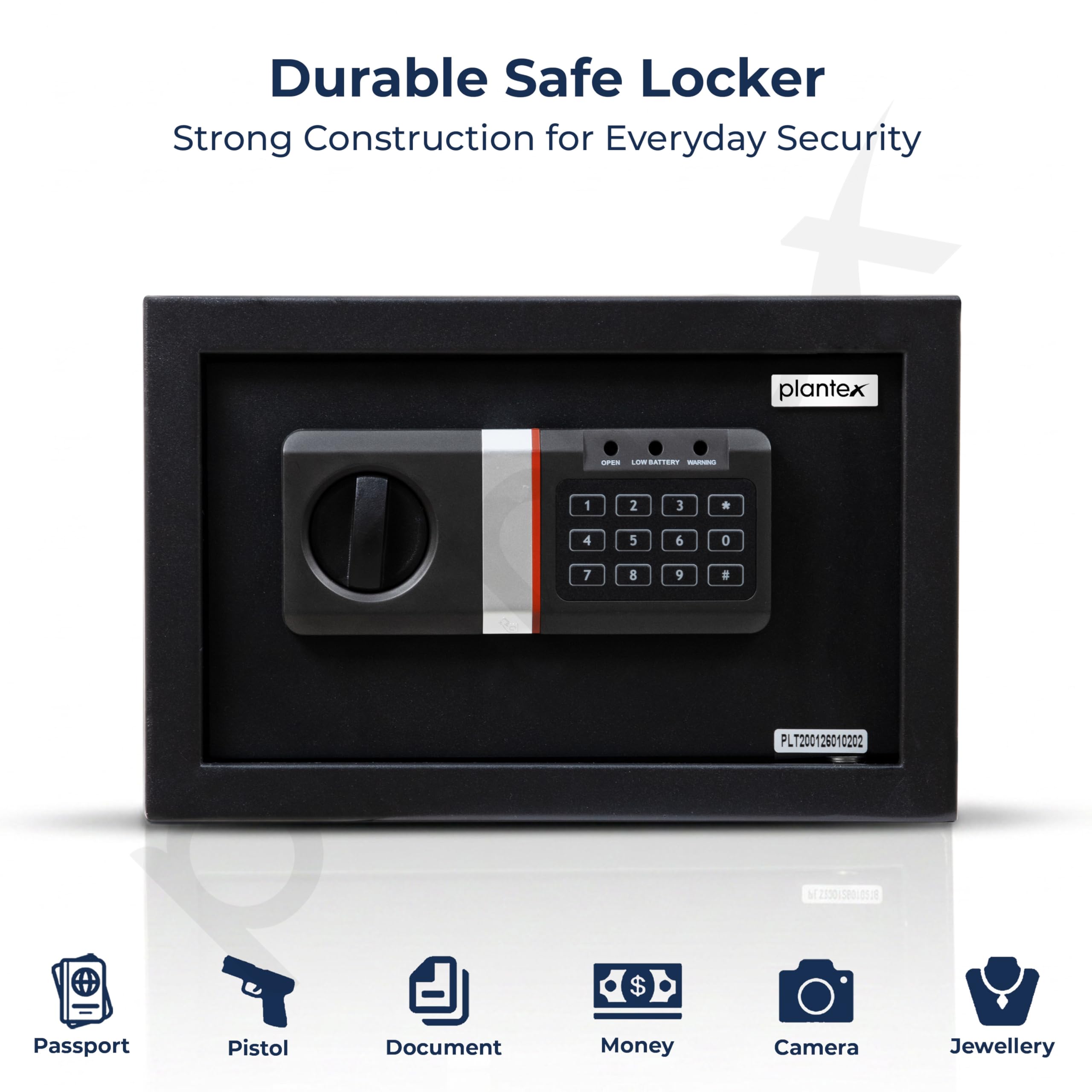 Plantex Safe Locker - Digital Keypad Lock & Emergency Key -8