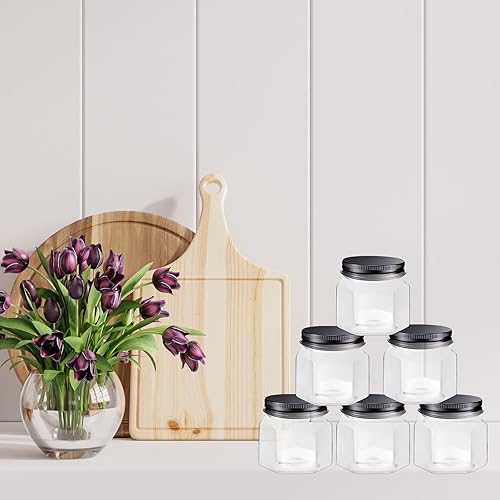 Miniatura 6 de 50 frascos hexagonales de plástico de 3 onzas con tapas, mini tarros de miel de boca ancha, tarros de especias pequeños para recuerdos de fiesta,