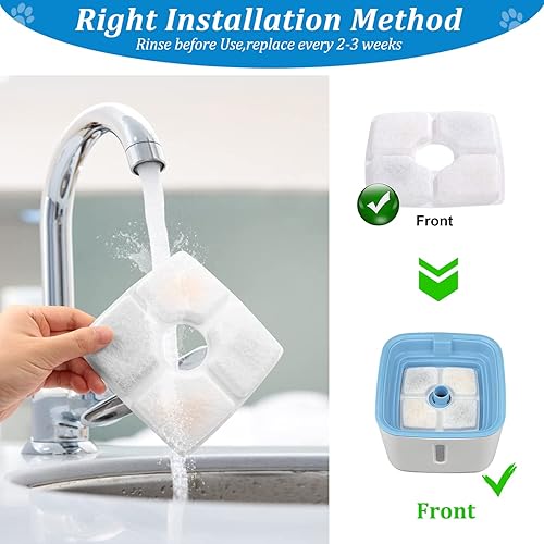 Miniatura 5 de Filtro de fuente de agua para gatos, filtros de carbono para fuente de mascotas, filtro de repuesto para fuente automática de mascotas de 84 oz2.5