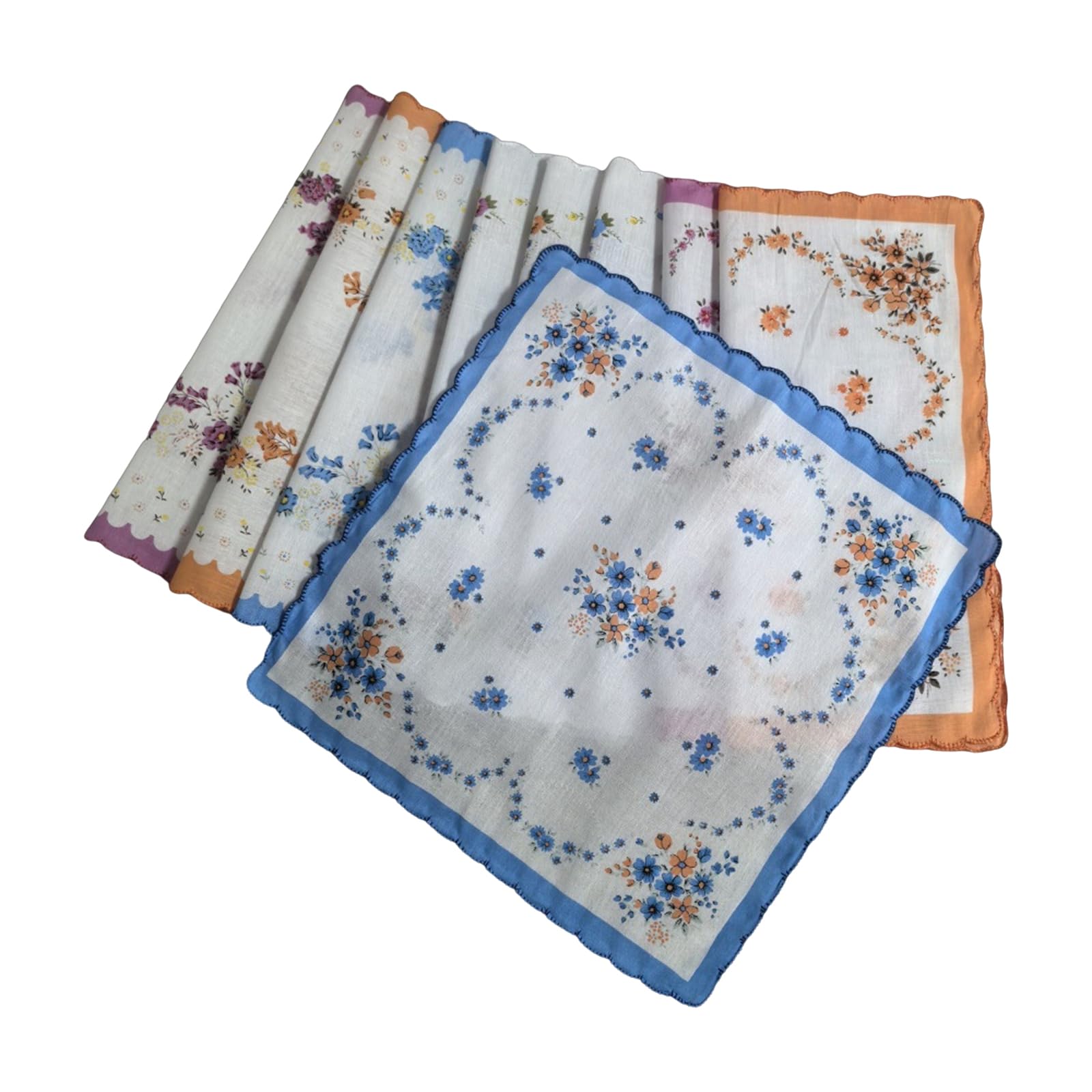 Fentency Pack of 9 Florals Embroidered Cotton Handkerchiefs Vintage Lace Design for Women Wedding Party Accessories Machine Washa