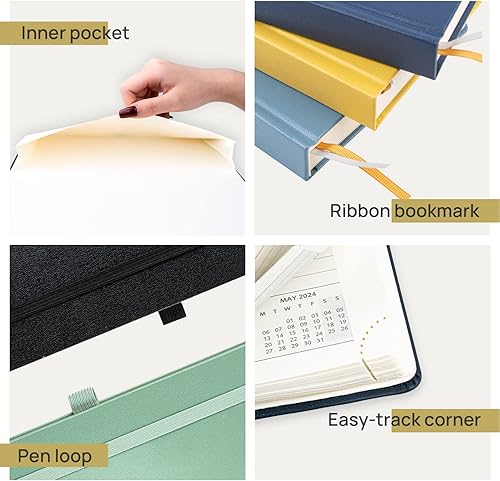 Miniatura 4 de POPRUN Agenda diaria 2023-2024, una página al día, calendario del año académico (julio de 2023 a junio de 2024) libro de citas por hora con