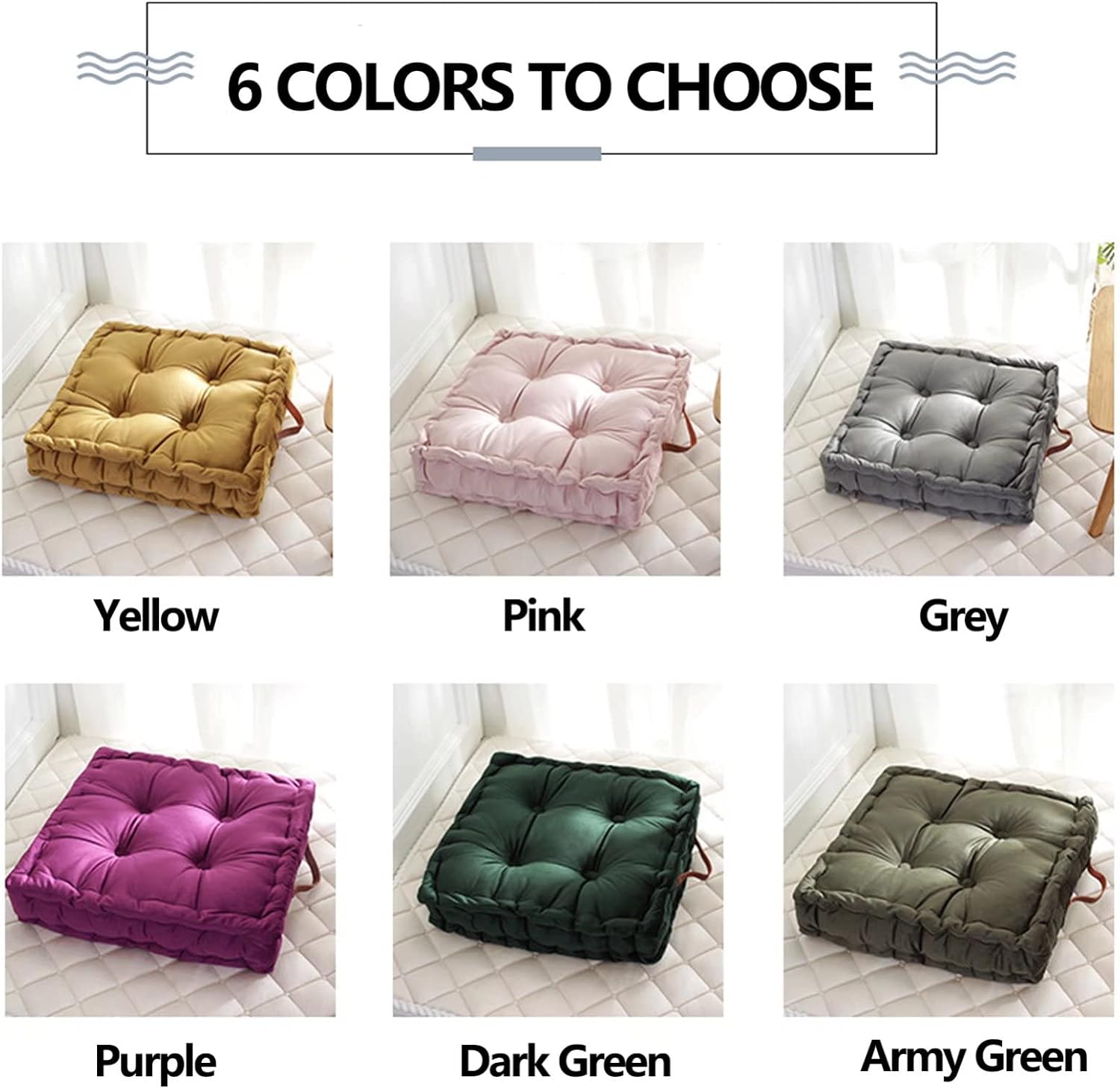 Booster Cushion Dining Chair, Floor Cushions for Adults Square, Meditation Pillows for Sitting on Floor, 42x42cm Thick Chair Cushion Anti-Deformation PP Cotton Filling Grey