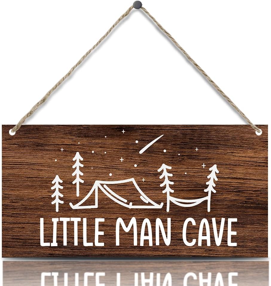 Wooden Gaming Console Door Sign For Boys Room - 'Little Man Cave' Wall Art For Game Room, Nursery, Playroom - View #3