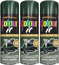 NATO Green Matt Finish Spray Paint, Military-Inspired Designs, Uniform Finish, Quick Drying Formula, Ideal For Both Interior And Exterior Use, 250ML, (3PCS)