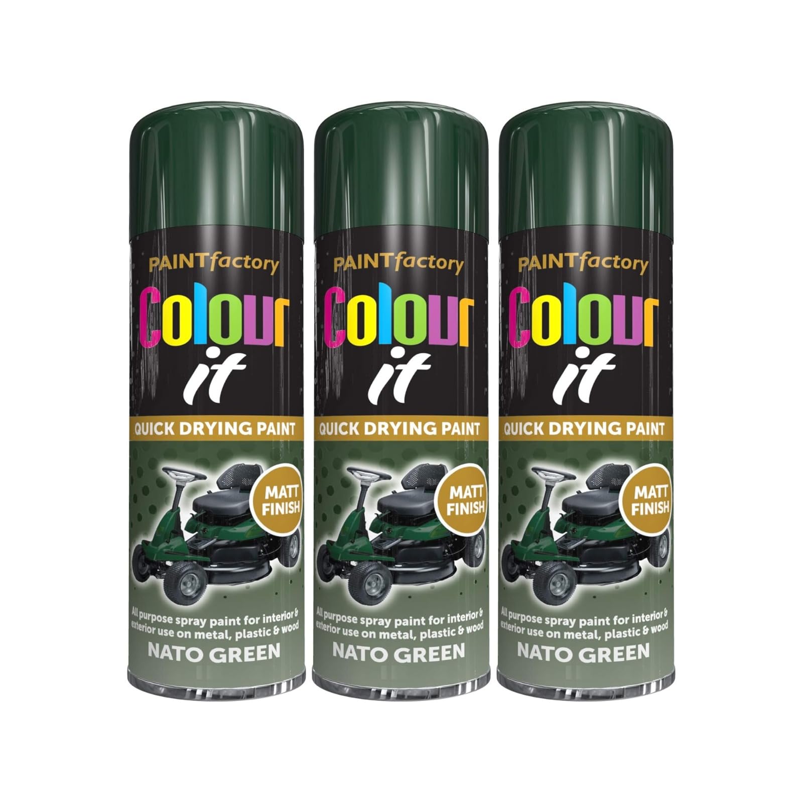YSAMAX NATO Green Matt Finish Spray Paint, Military-Inspired Designs, Uniform Finish, Quick Drying Formula, Ideal For Both Interior And Exterior Use, 250ML, (3PCS)