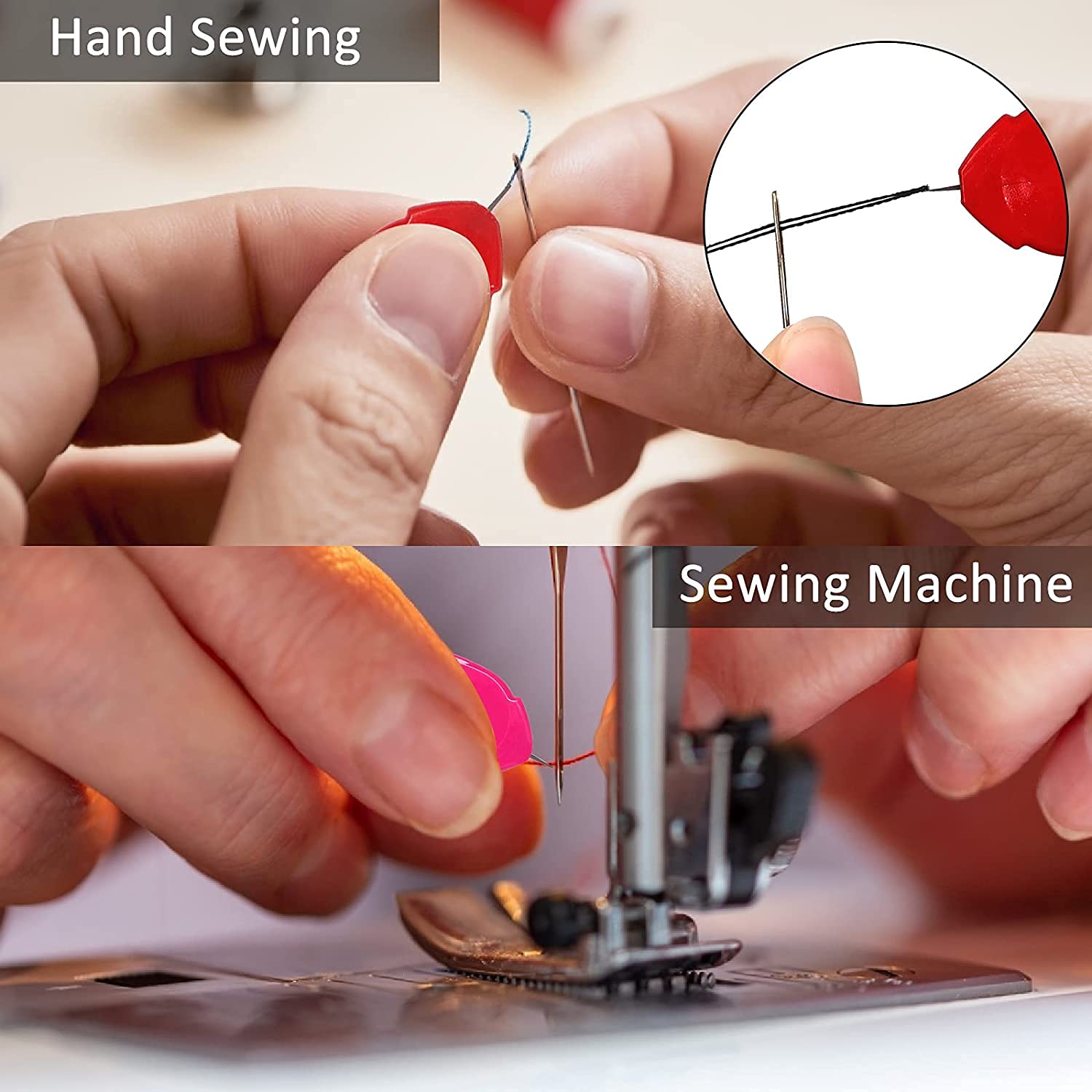 Automatische draadinrijger, 3 stuks draadinrijger inrijghulp voor naainaalden, naaiwerk, naaldinrijger om met de hand te naaien, naaldinrijger voor handnaaien, draaddraadinrijger voor handnaaien