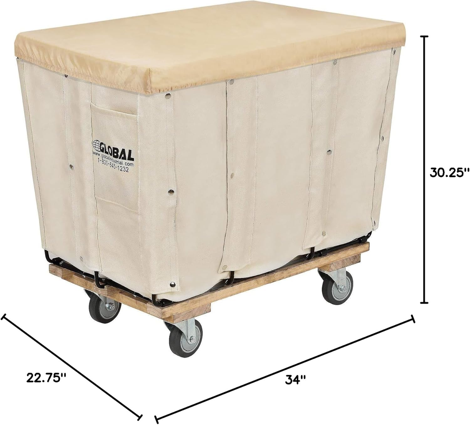 Global Industrial Canvas Basket Bulk Truck, 8 Bushel. 34"L x 22.75"W x 30.25"H