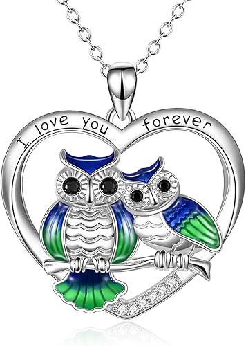 ONEFINITY Sterling Silver Owl Necklace Mother Daughter Owl Lover Bird Pendant Necklace Mother's Day Gifts for Women Grandmother Daughter Mom