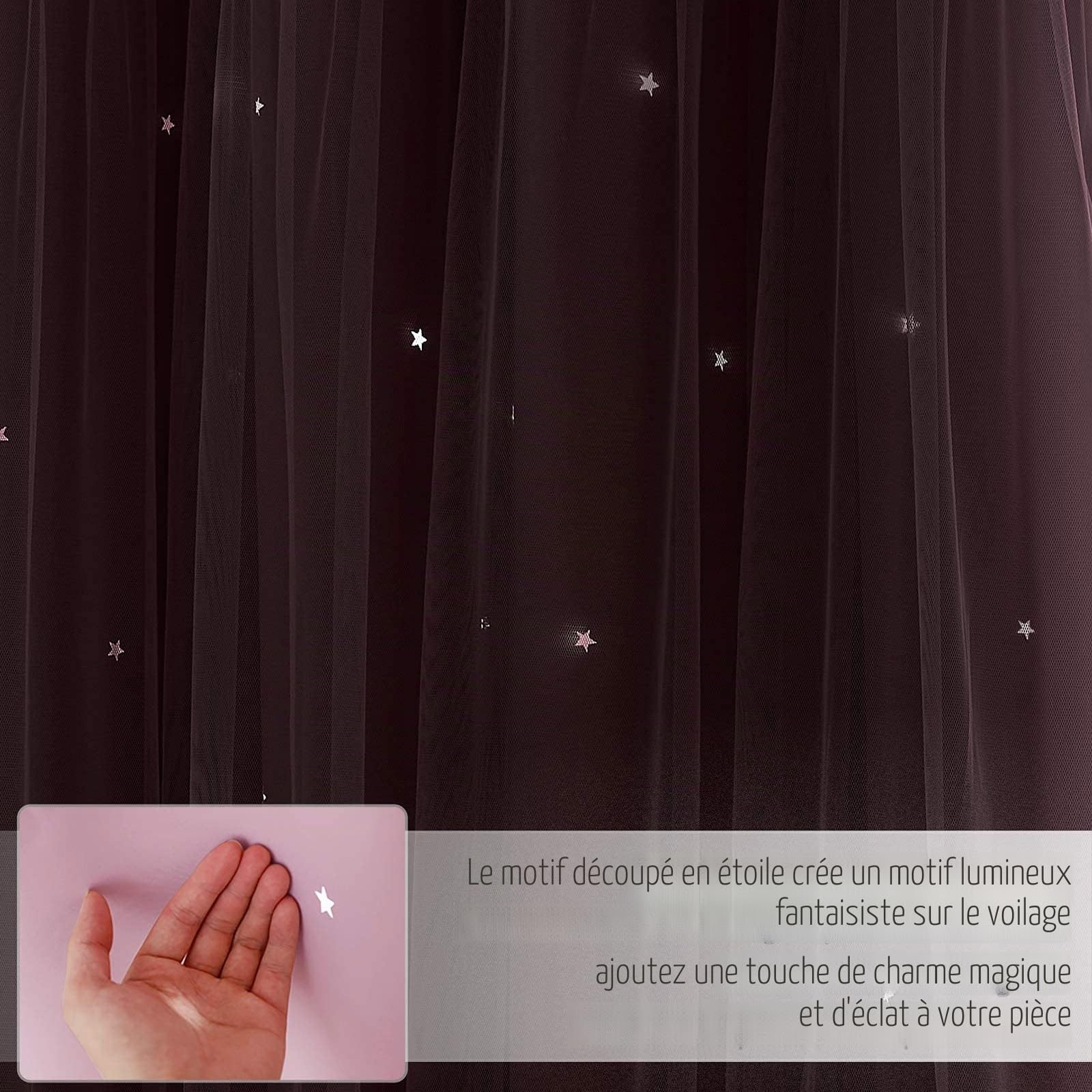 NICETOWN Rideaux Rose Occultant - Double Rideaux Décoration du Maison Chambre Fille Etoile Motif Perforées 2 Couches avec Voilage Blanc, L 132 sur H 240 cm, Rose Clair, 2 PCs