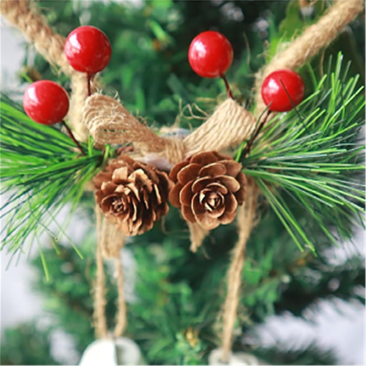 Christmas Bell Hanging Christmas Bell Craft Ornaments Sleigh Bell Christmas Tree Bells with Holly for Home Decoration Christmas Tree Ornament(Red)