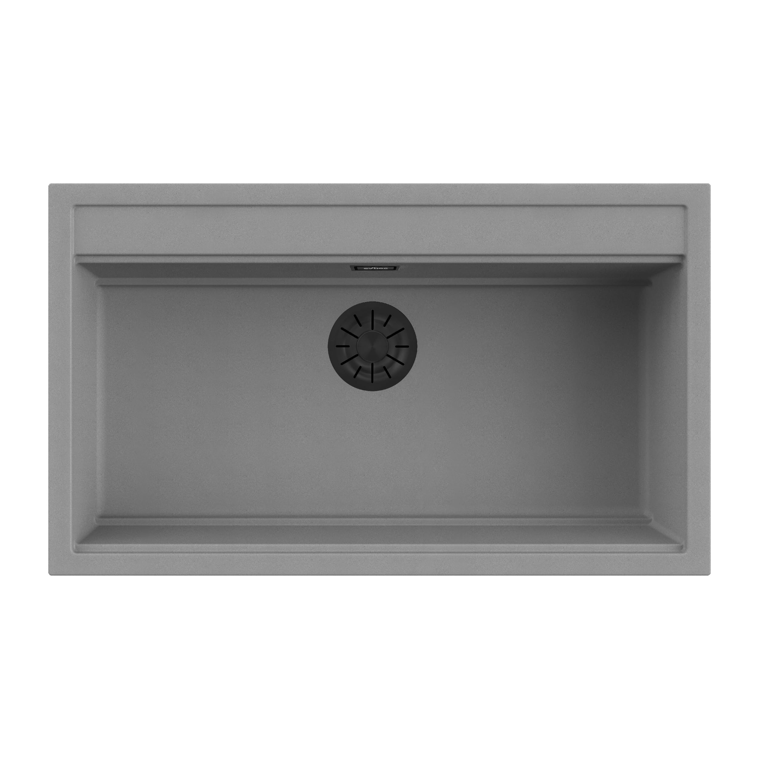 EVHOC Lavello Sopratop 86x51 cm 1 Vasca, Piletta Nera, Grigio, DESIDERATA L