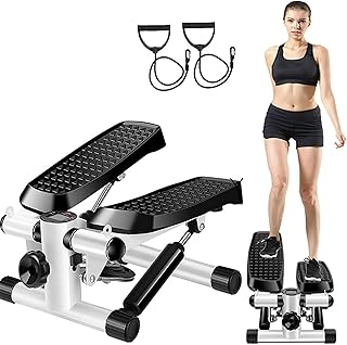 SCIAZA Steppers for Exercise, Mini Stepper Machine with Display and Resistance Bands, Up Down Stepper for Home Workout, Leg Arm Full Body Trainer, Load-Bearing 120 KG fitness step Efficency