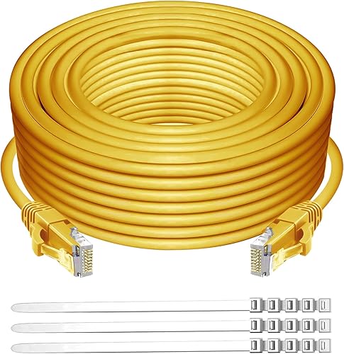 Miniatura 10 de Adoreen Cable de Ethernet Cat 6 de 30 pies - Blanco, cable de red RJ45 redondo y sin enganches para interiores y exteriores, POE, cable de parche de