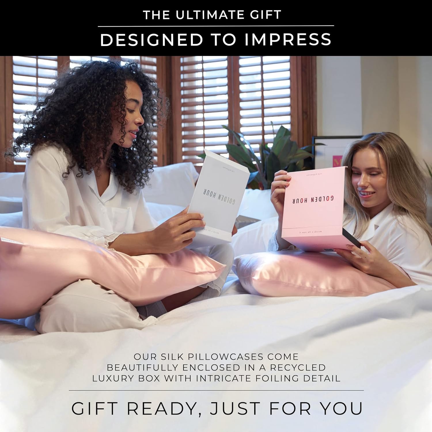 GOLDEN HOUR 100% Mulberry Silk Pillowcase for Hair and Skin – King Size Highest Grade 22 Momme Real Silk Pillowcase with Zipper Closure, Gift-Box Ready – Beige Gold