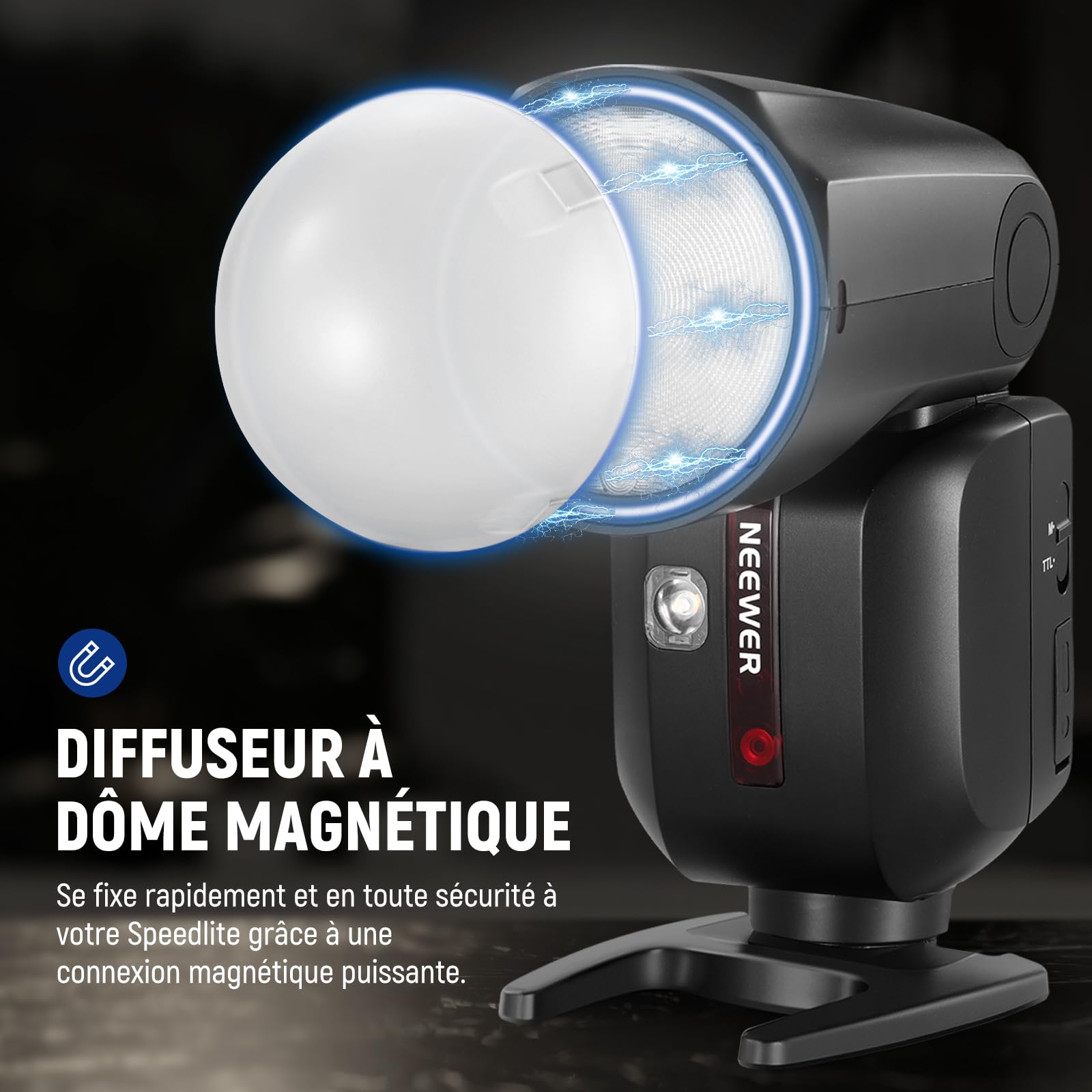 NEEWER Z2-C 2,4G TTL Flash Speedlite Rond Compatible avec Canon,600 Flashs Pleine Puissance,3 000mAh,76Ws 1/8 000s HSS,2 Lampes de modélisation,Diffuseur de lumière,Bouton TTL/M pour système Q 2,4G