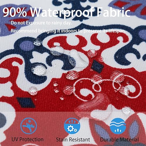 Miniatura 6 de Funda de cojín de banco para exteriores, 48 x 18 x 3 pulgadas, fundas impermeables con cremallera y lazos, funda resistente a la decoloración para