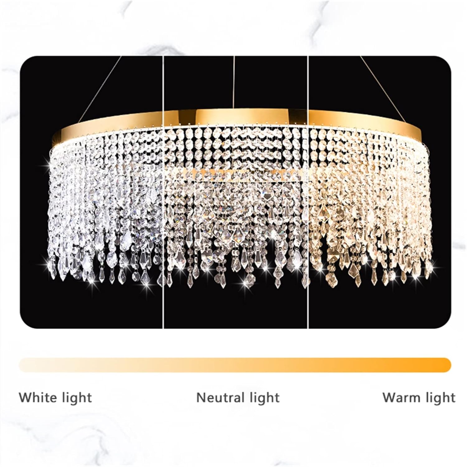 Modern Round Crystal Luxury Hanging Lamp Nordic Gold Home Decor LED for Living Room Dining Room Pendant Light Fixture (Colour: 60 cm Size : Dimmable Colour) (40/60/80 cm Dimmable Colour) image 4