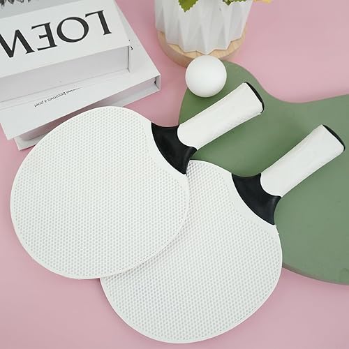 Miniatura 7 de Juego de 10 palas de tenis de mesa con 10 bolas compuestas profesionales, raquetas de goma portátiles para interiores y exteriores (blanco)