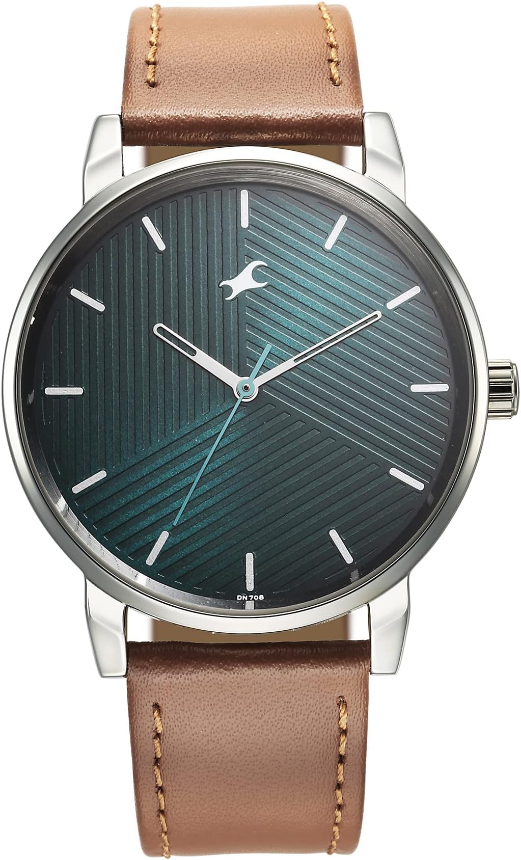 Fastrack Men Stunners Quartz Analog Green Dial Brown Leather Strap Watch for Guys - 3278SL03