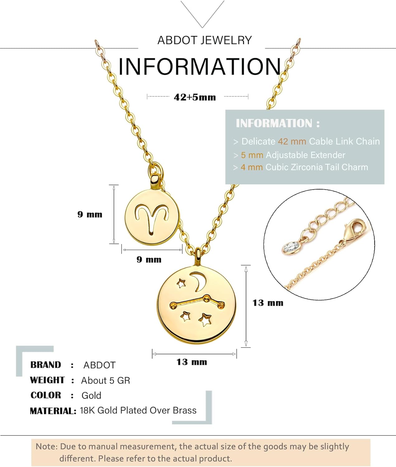 Gold Necklace for Women 18K Gold Plated Astrology Zodiac Necklace 12 Constellation Necklace Birthday Gift for Women - Image 7