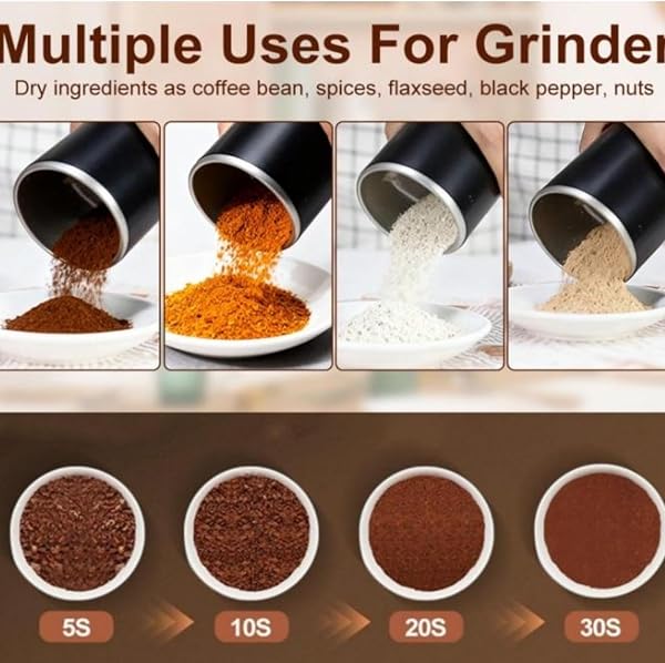 Household Superfine Grinder, Multi-grain Blending & Powdering Machine, Electric Spice Grinder, for Coffee Beans Spices Seasoning Pepper Herbs Nuts Seed Grain (1, black) - 4