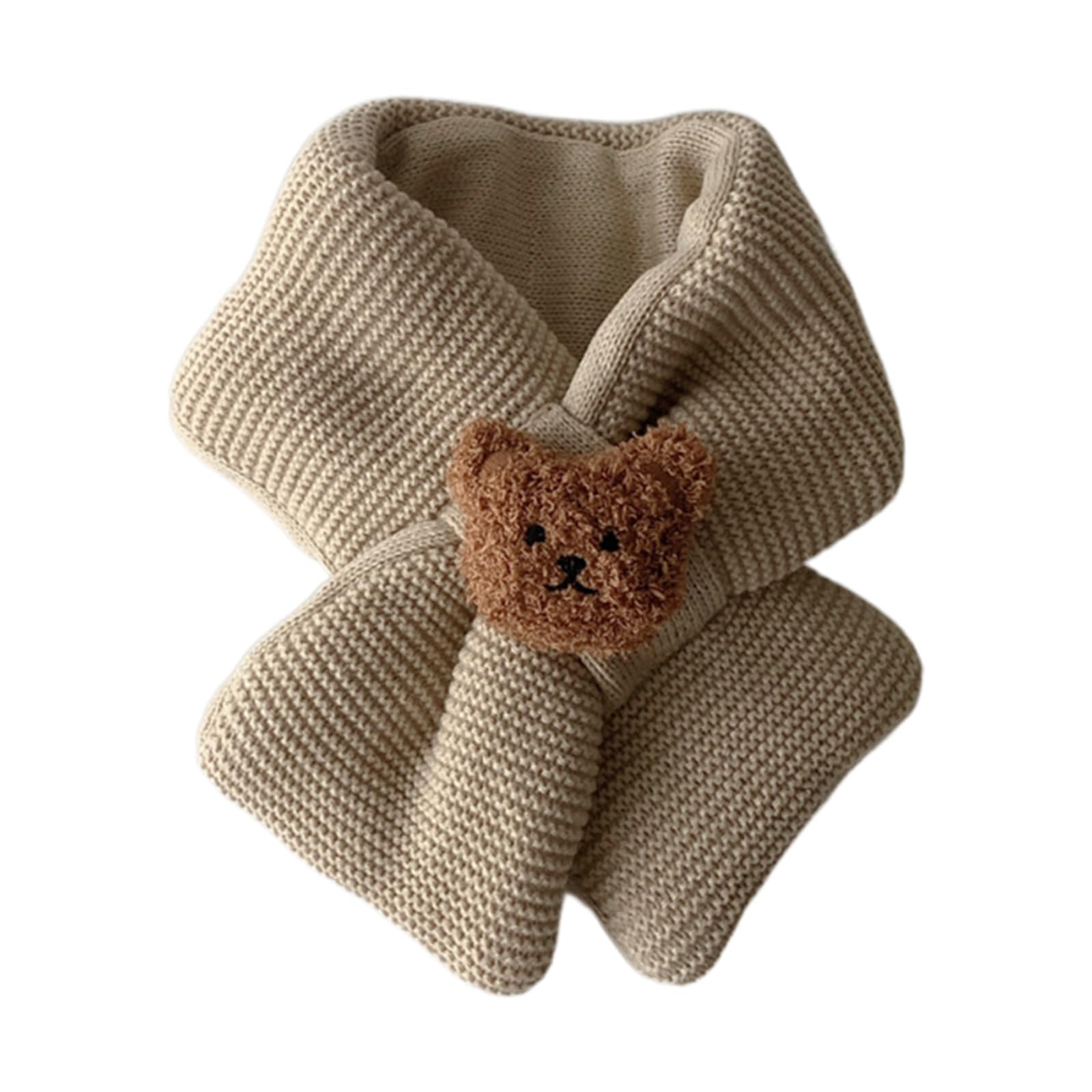 GenericCute Bear Scarf Wool Neck Cover Warm Winter Scarves for Kids Boys Girls Toddlers Infant Children Neckerchief(0-3Years)