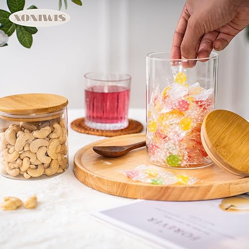 Miniatura 8 de 6 tarros redondos herméticos de vidrio para almacenamiento de alimentos, recipiente de almacenamiento de alimentos de vidrio transparente con tapa